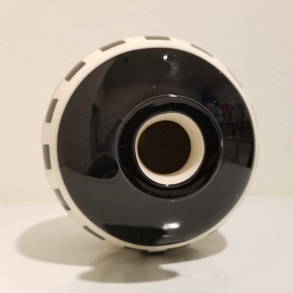 Checker Pattern Round Black Vase, Geometric Design Bud Vase Made in USA - Picture 5 of 11